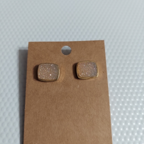 Dara Ettinger Gold Tone/Aurora Borealis Drusy Earrings - Picture 6 of 6